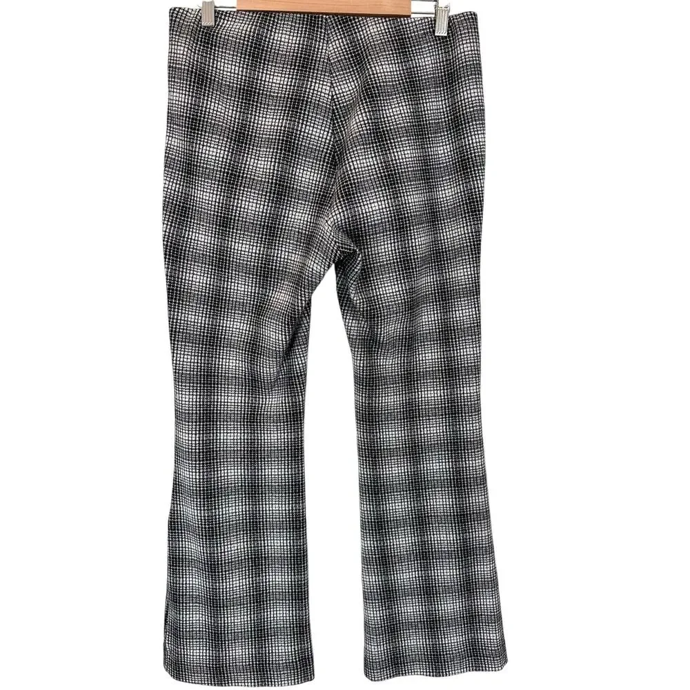 Anthropologie‎ Maeve Plaid Pull on Pants Trousers | Black White Gray | SZ M